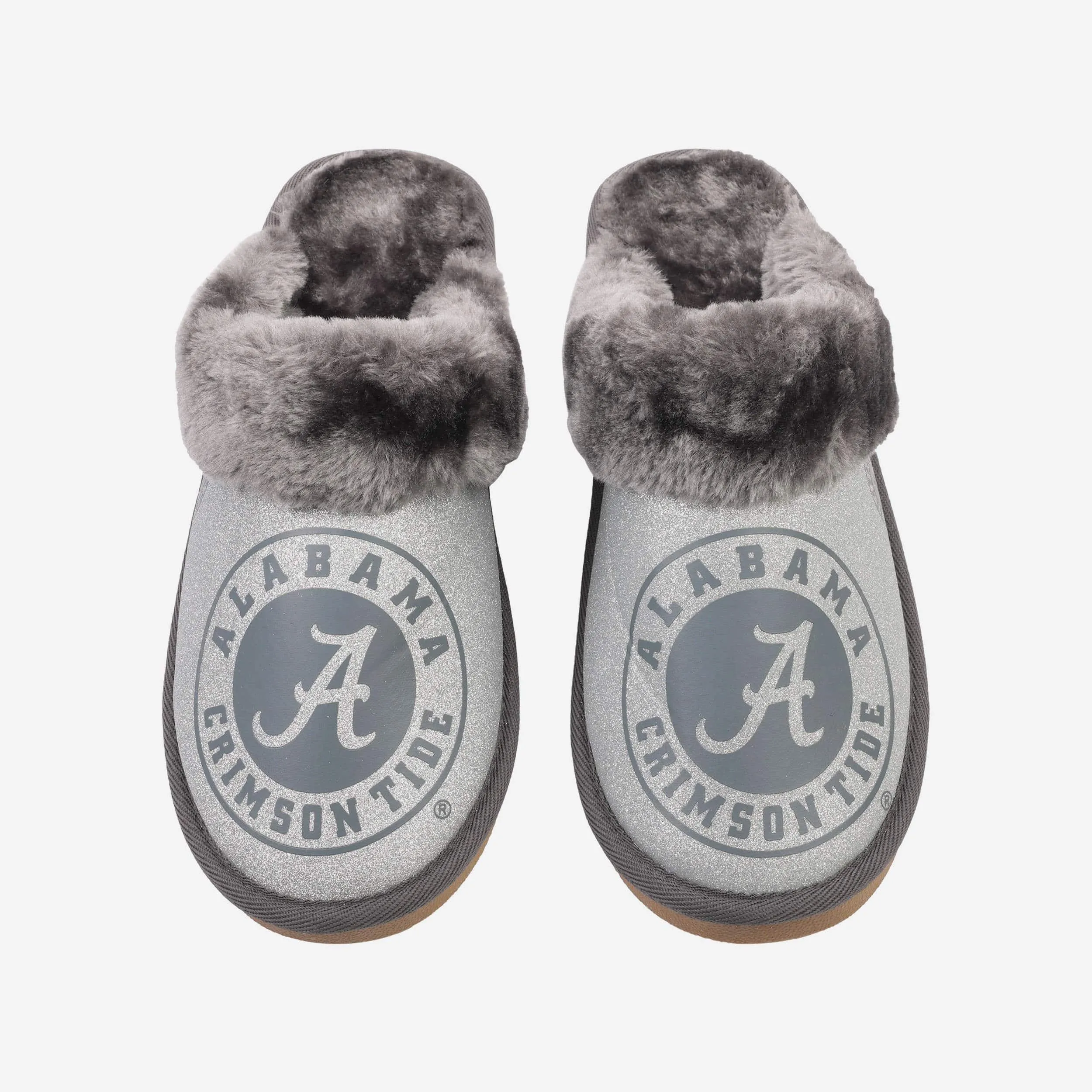 Alabama Crimson Tide Womens Glitter Open Back Fur Moccasin Slipper