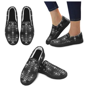 Black Fire Black and Gray Men's Unusual Slip-on Canvas Shoes