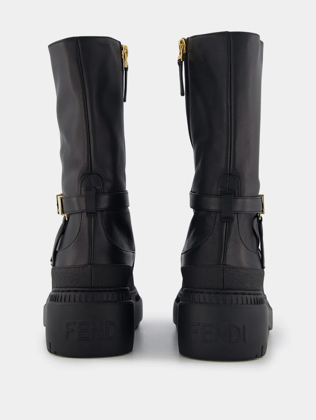 Black Leather Biker Boots