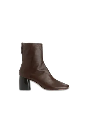 Brown Stretch-Leather Sock Boots