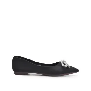 Chic Black Embellished Ballet Flats | 425N-C