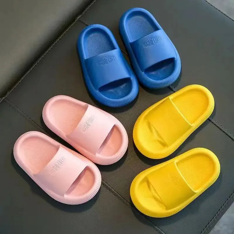 Children Bathroom Slippers Summer Solid Color Anti Slip Soft Sole Kid