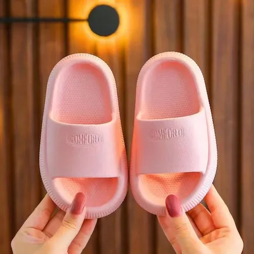 Children Bathroom Slippers Summer Solid Color Anti Slip Soft Sole Kid