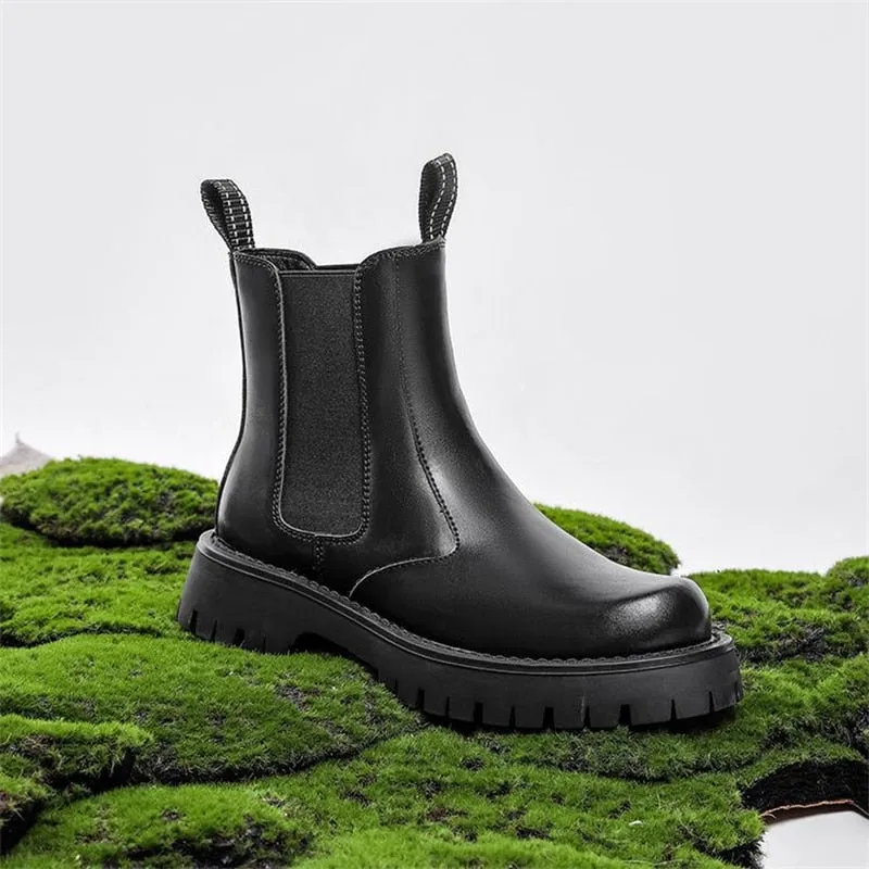 Dark Chelsea Split Leather Boots