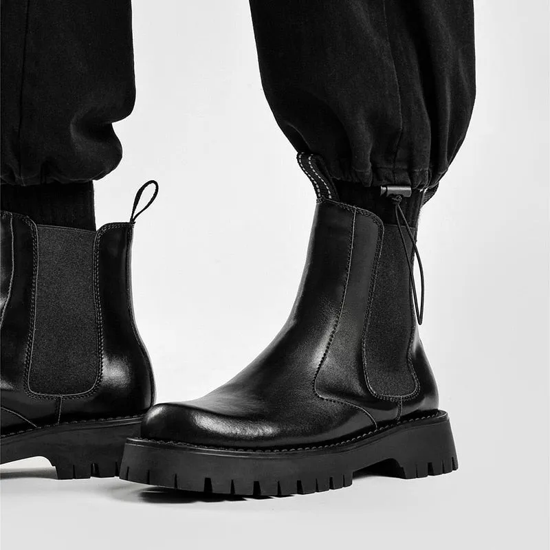 Dark Chelsea Split Leather Boots