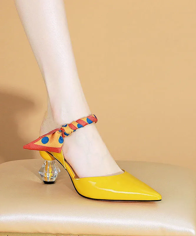 Fashion Yellow Pointed Toe Soft High Heel Slippers