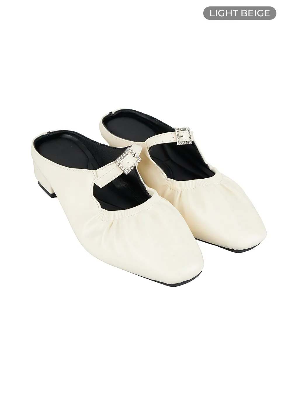 Faux Leather Buckle Chic Flats OG406