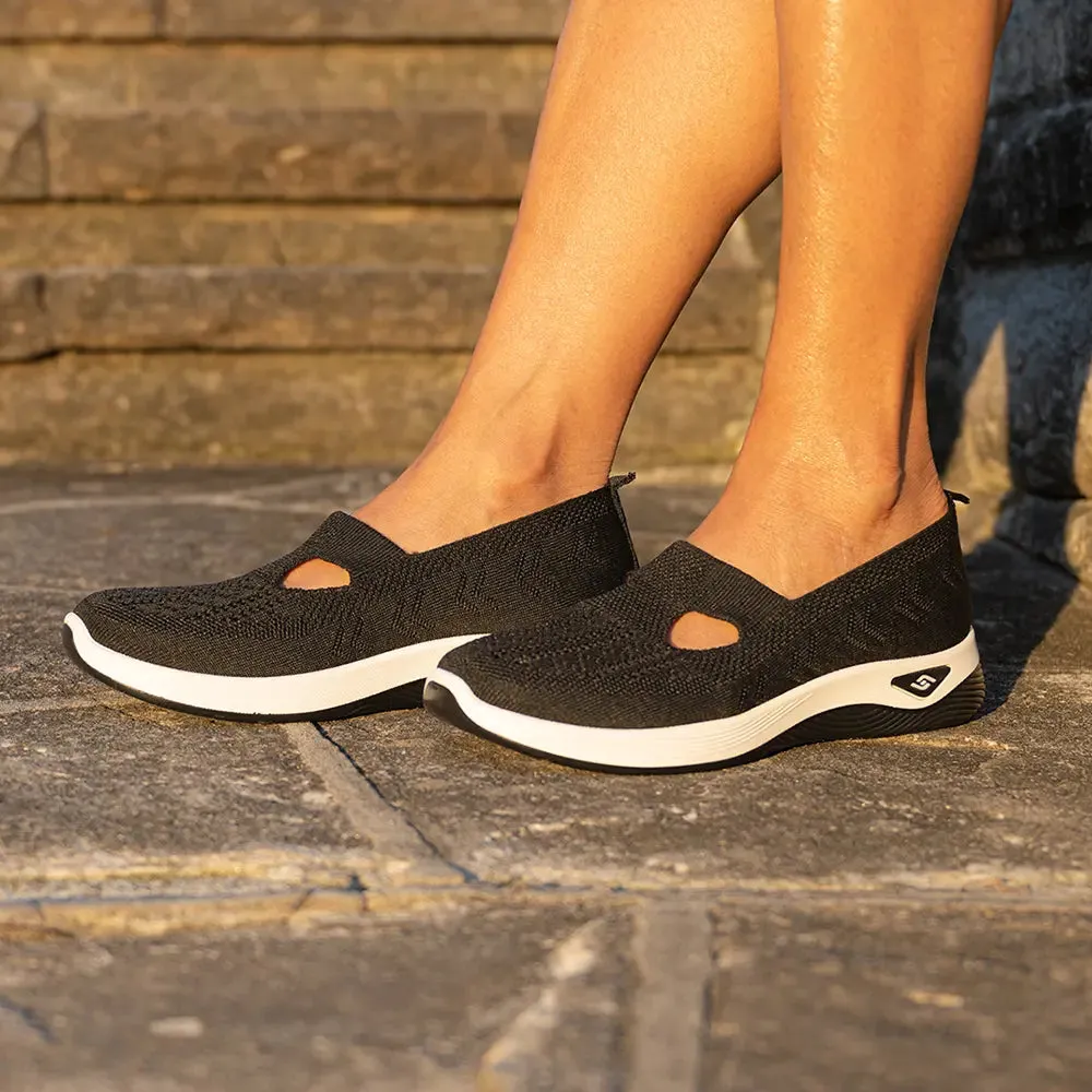 Gail Black Ladies Slip Ons