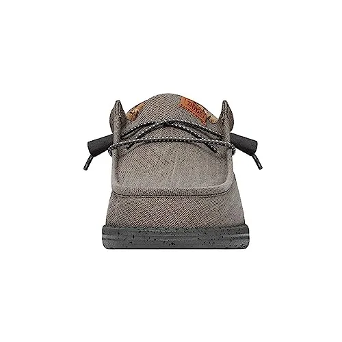 Hey Dude Men's Wally Washed Canvas Charcoal Size 12 | Men's Shoes | Men's Slip-on Loafers | Comfortable & Light-Weight