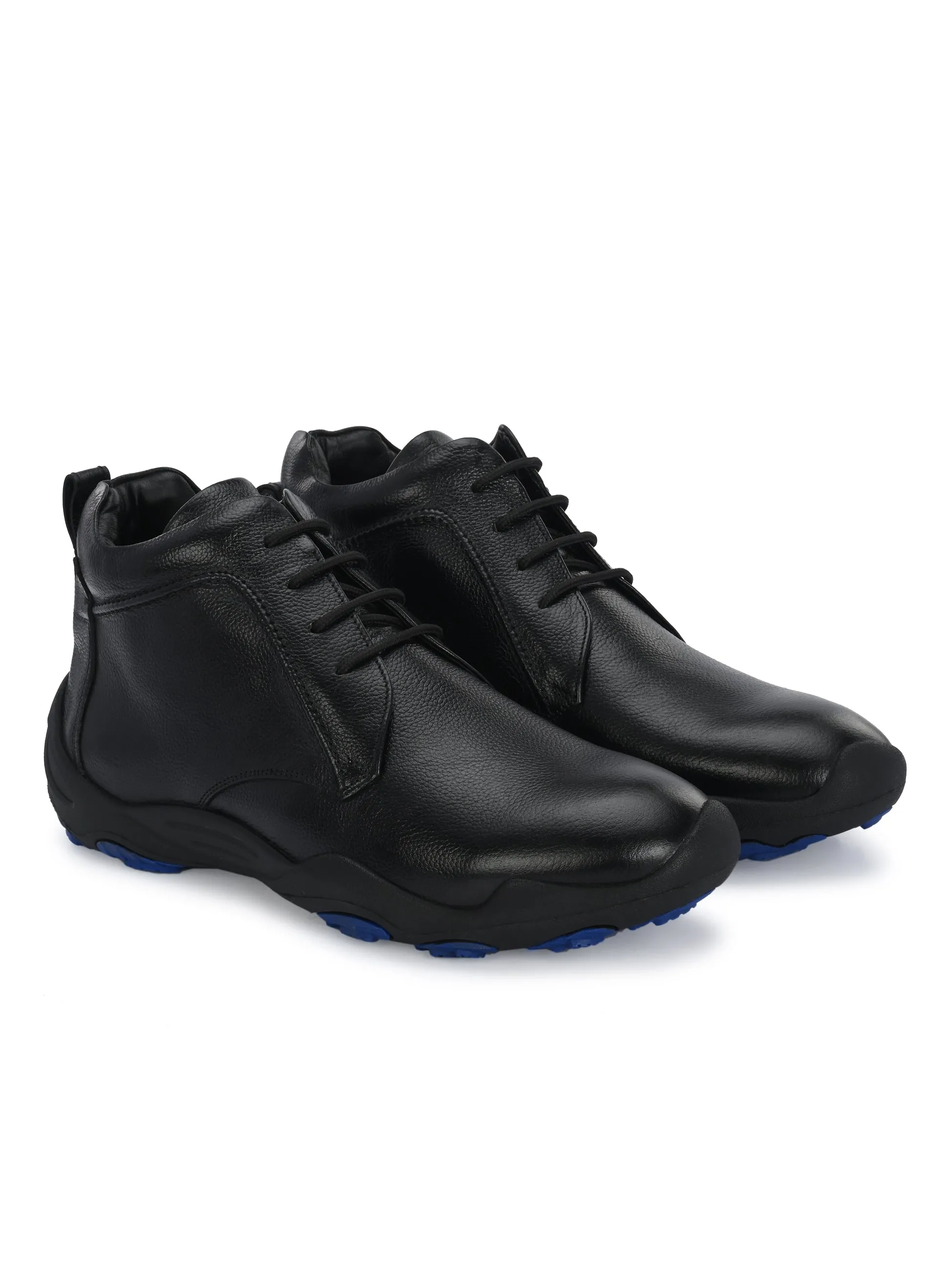 HITZG_51-Men's Black Leather Casual Boots