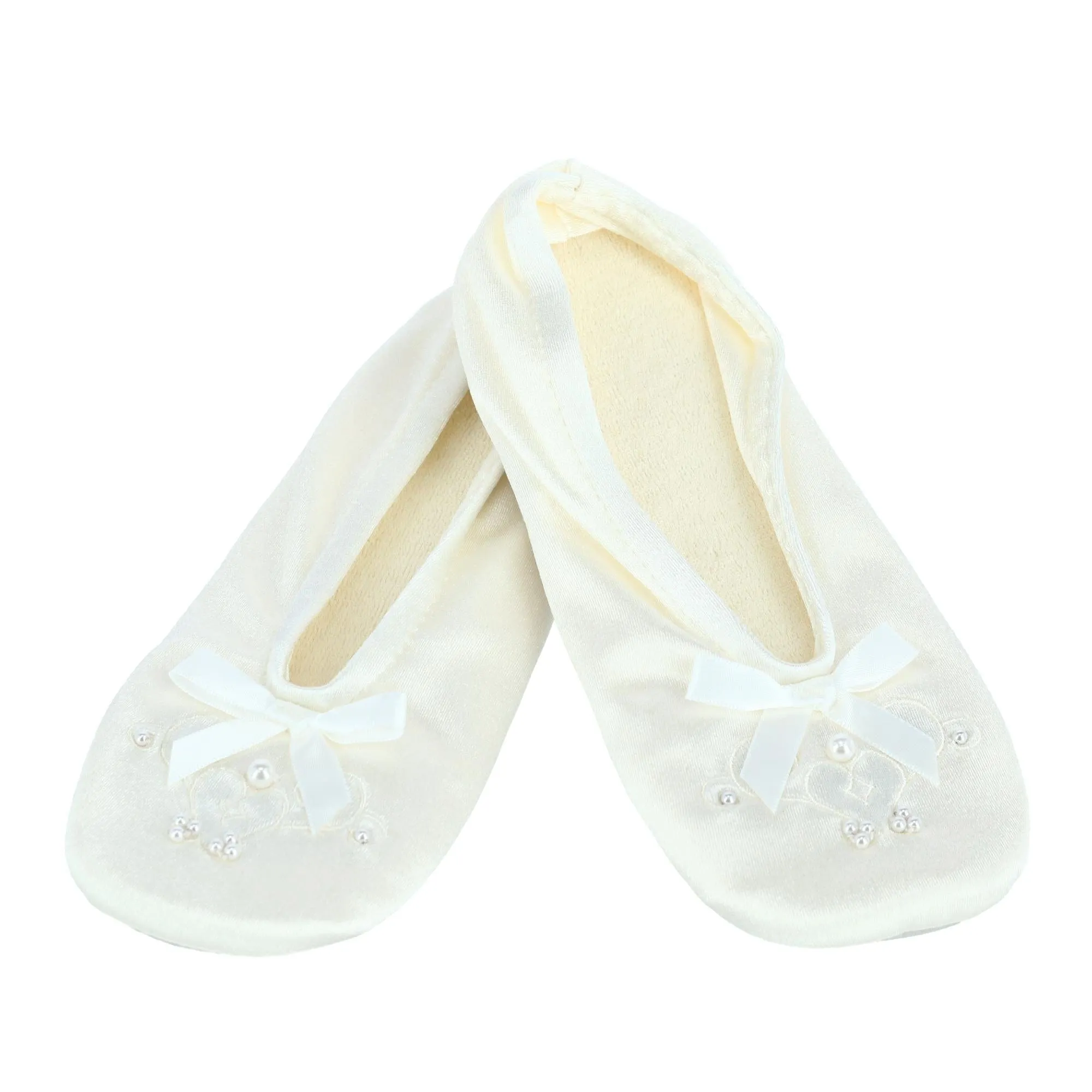 Isotoner Girl's Satin Pearl Ballerina Slippers