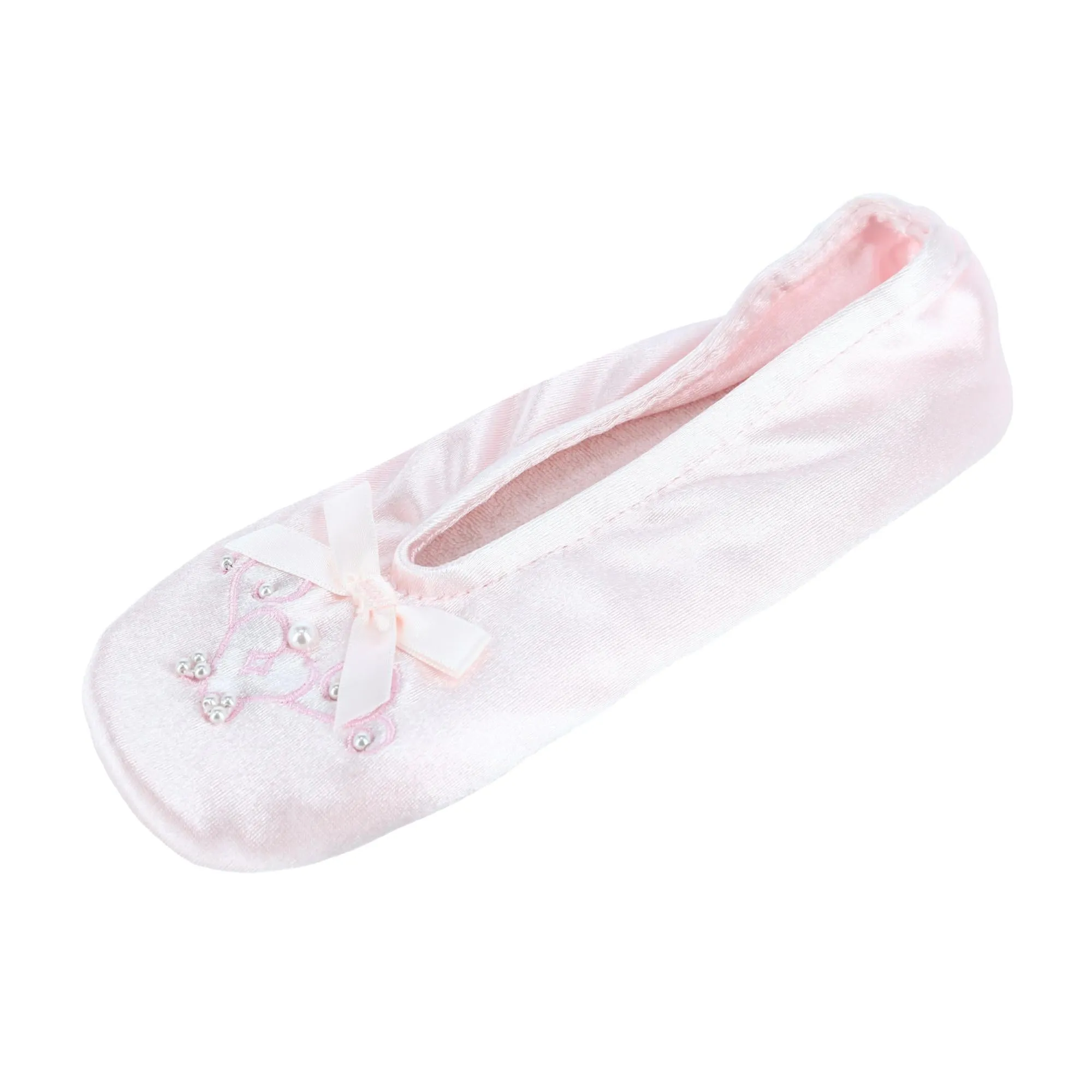 Isotoner Girl's Satin Pearl Ballerina Slippers