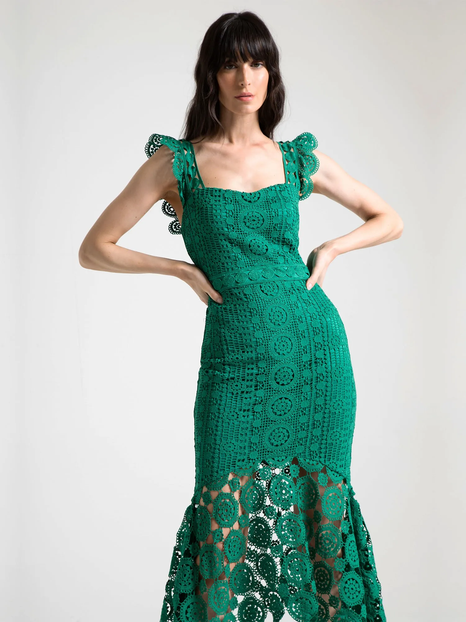 Lena Crochet Lace High-Low Midi dress - Brands We Love