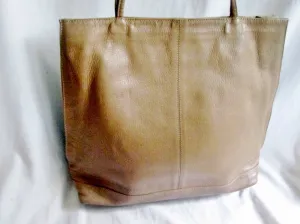 Made in ITALY genuine leather handbag shoulder pyramid bag Satchel Tote BEIGE TAN