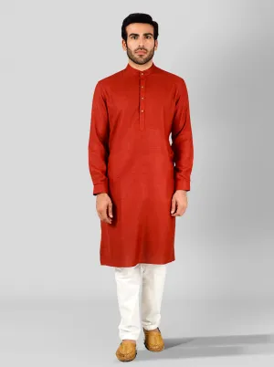 Maroon Self Textured Regular Fit Modi Kurta | JadeBlue