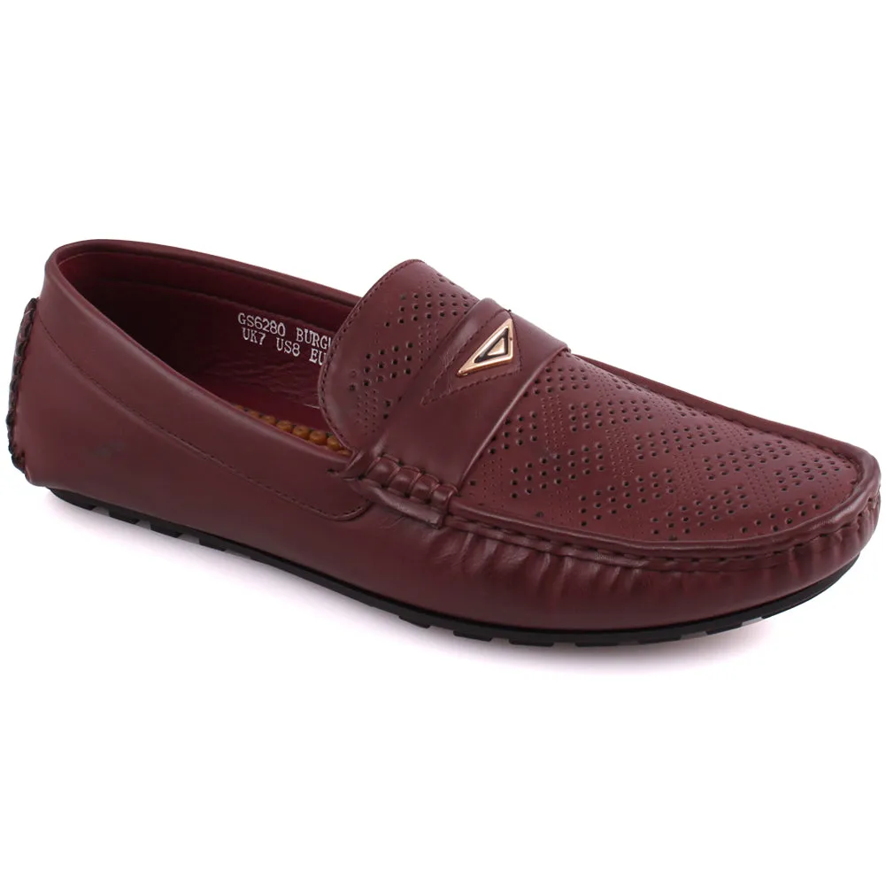 Men “JACO” Perforated Slip-On Buckle Loafer Shoes