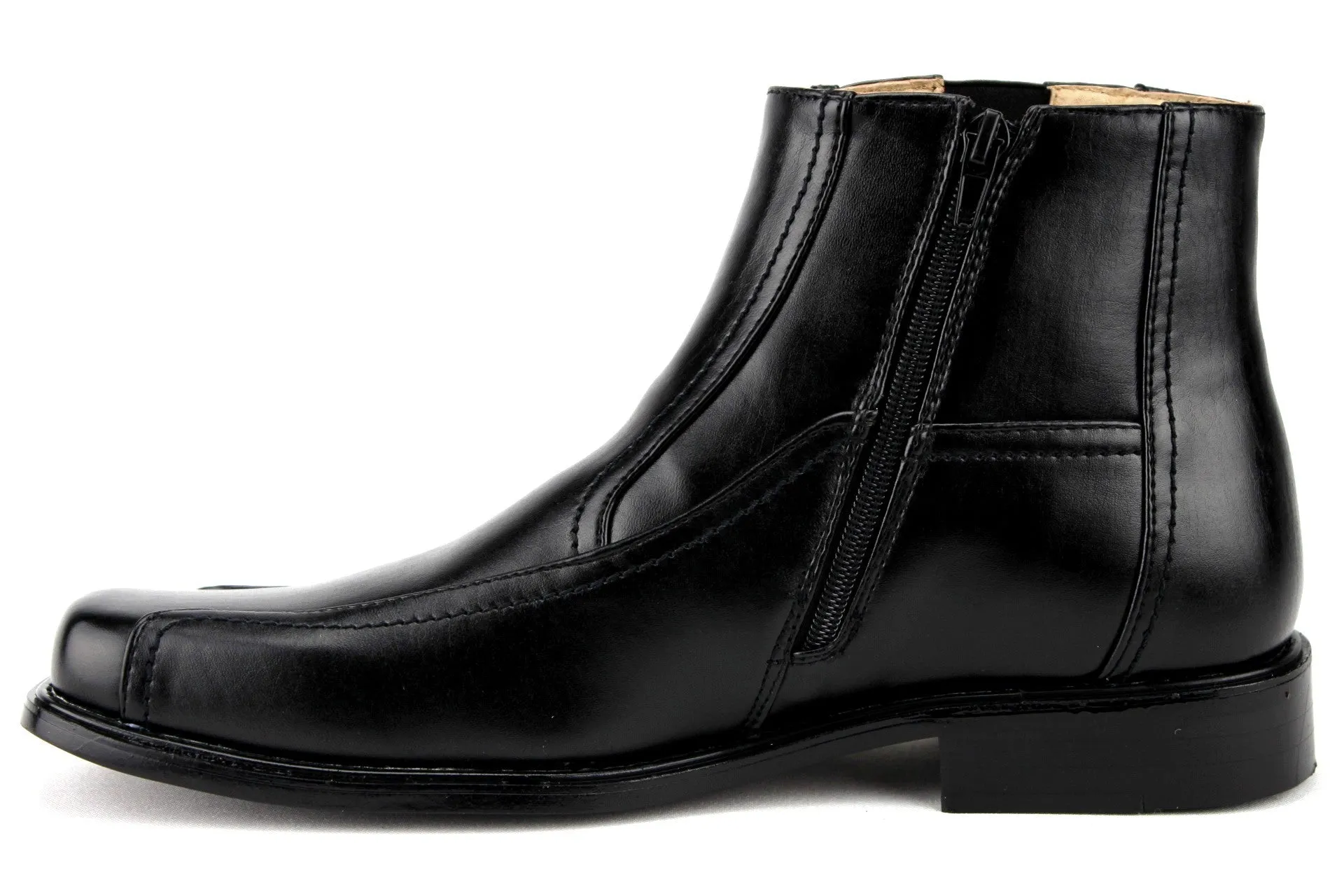 Men's 38912 Leather Lined Ankle High Moto Zipped Chelsea Dress Boots