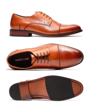 Men's Loafer Leather Cap-Toe Derby | M2431 Cognac