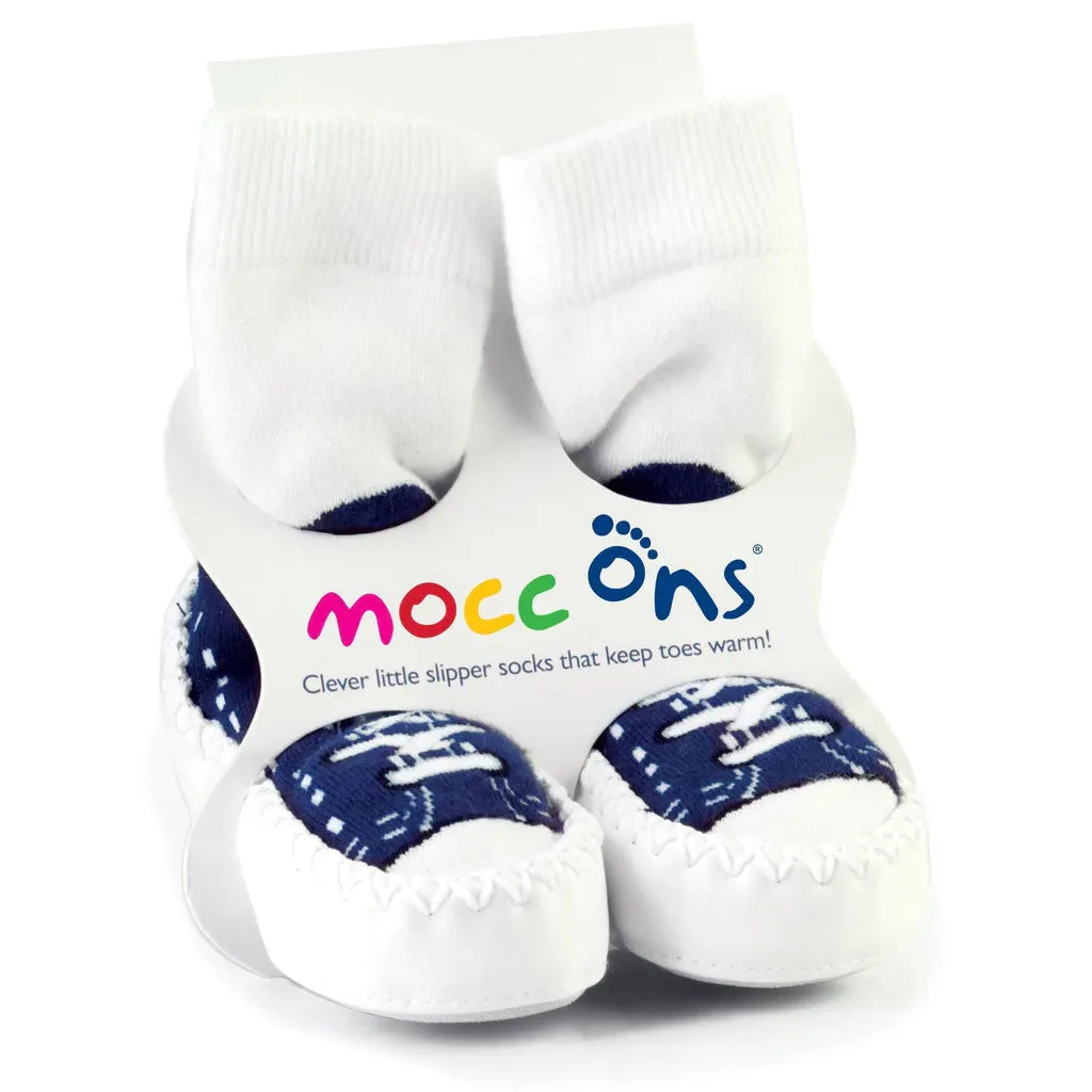 Mocc Ons Slipper Socks (Navy Sneaker)