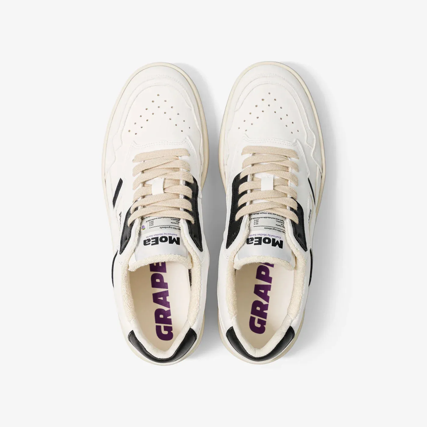 MoEa Gen1 Grapes Retro Trainers in White and Black