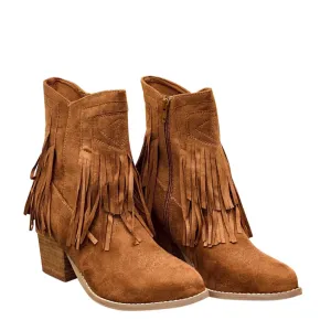 Online Exclusive | Sandra Fringe Booties in Tan