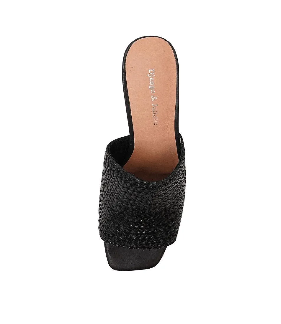 Paiton Black Weave Leather Heels