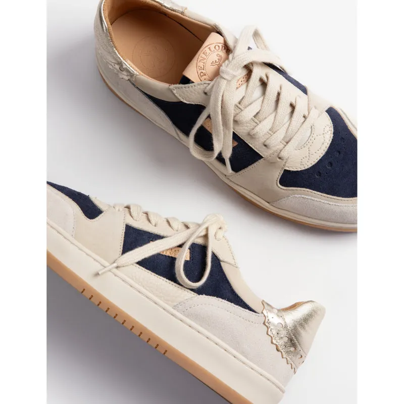 Penelope Chilvers Pintado Leather Ladies Trainers - Navy/White