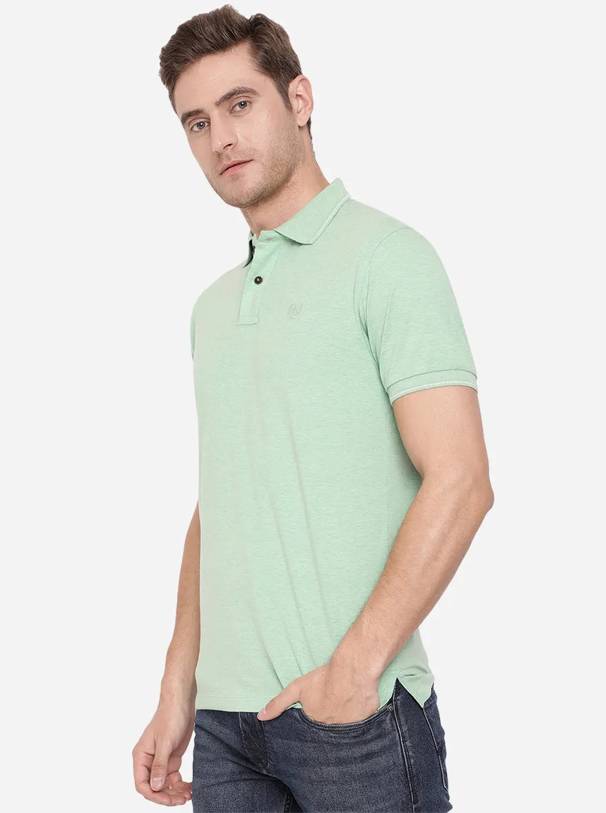 Pista Green Solid Slim Fit Polo T-Shirt | Greenfibre