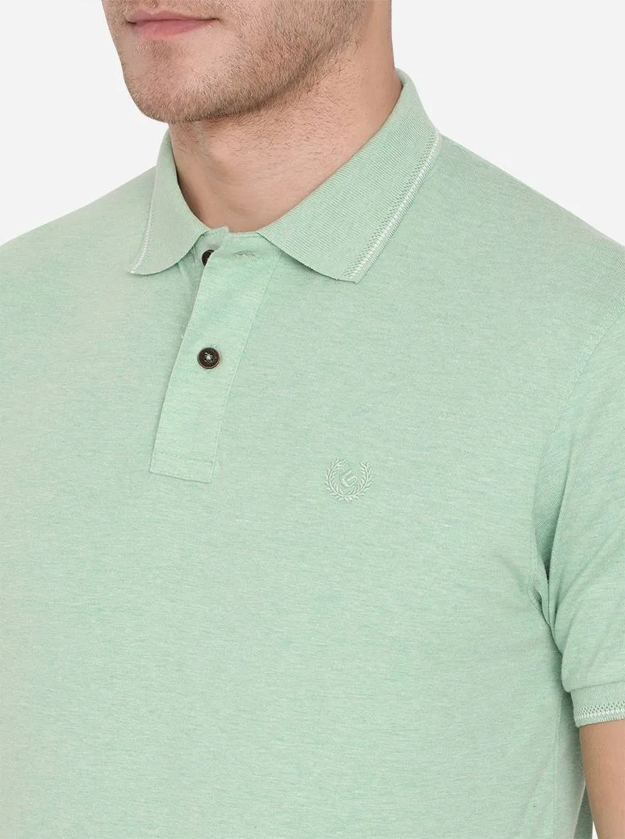 Pista Green Solid Slim Fit Polo T-Shirt | Greenfibre