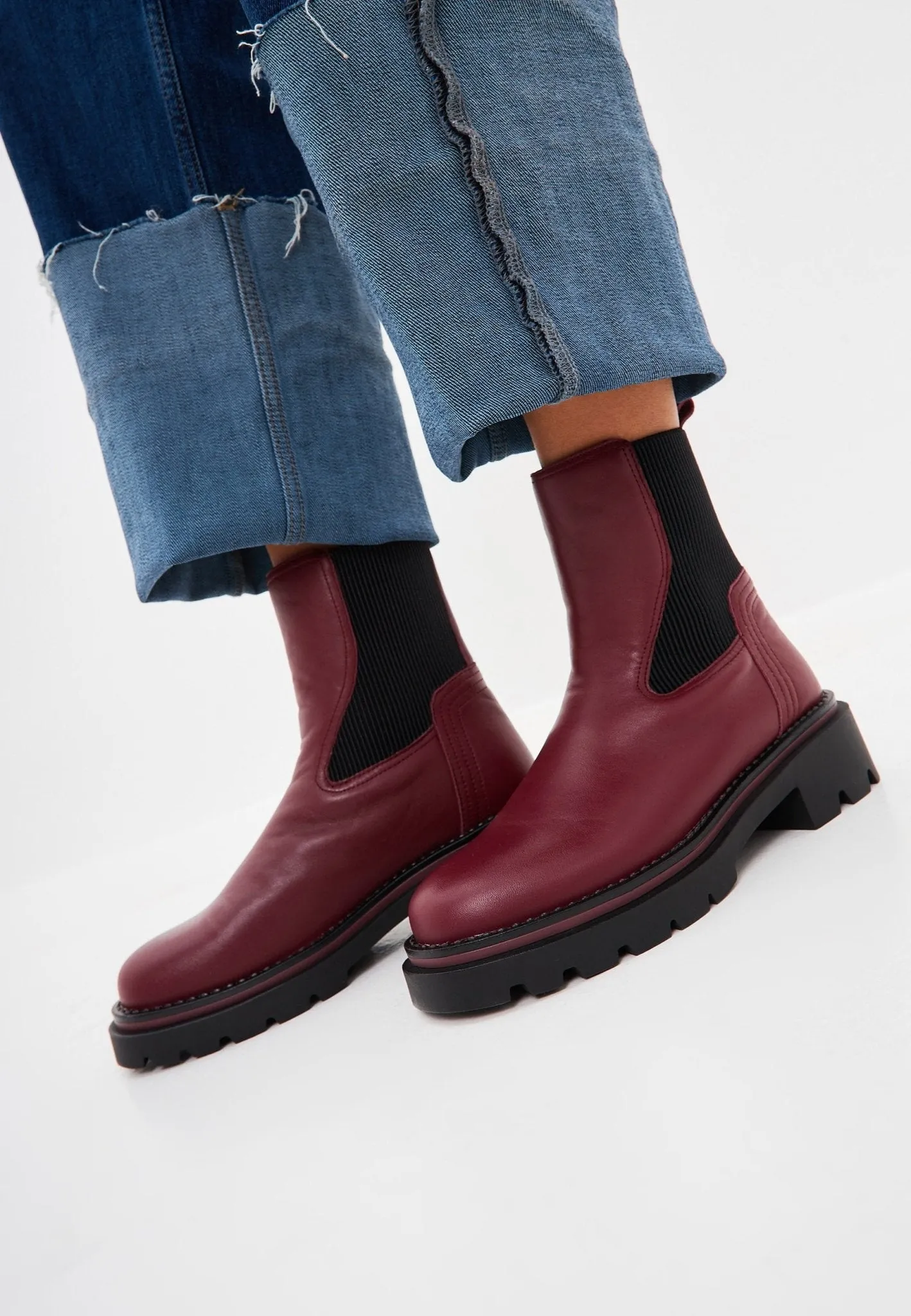 Platform Classic Ankle Boots - Bordeaux