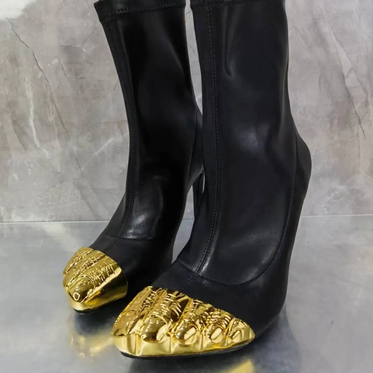 Pre Order:  Gold Toe High Slim Heel Boots