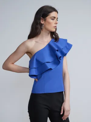 Ruffle Front One Shoulder Top