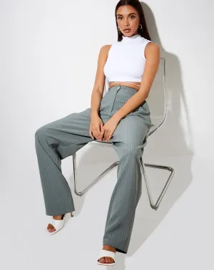 Sakila Trouser in Pinstripe Sage