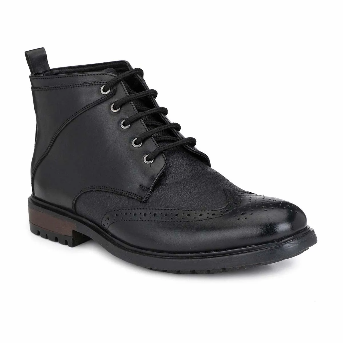 SF Black Brogue Lace Up Boots