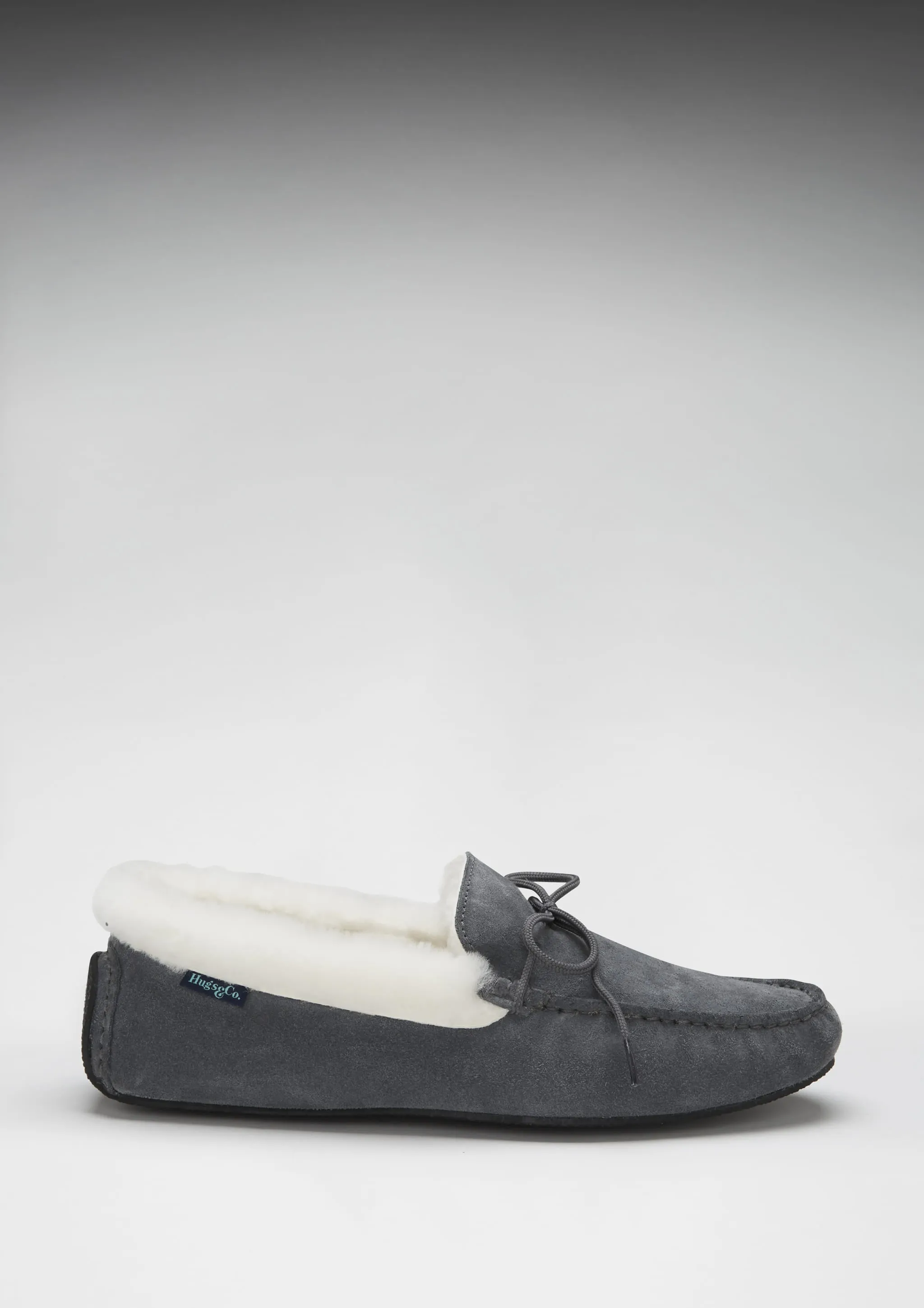 Slippers, sheepskin, slate grey suede