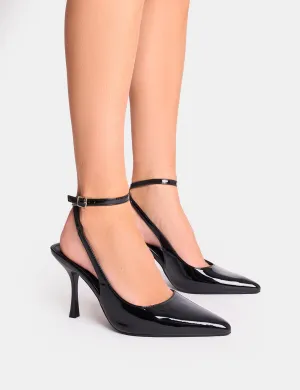 Sweet Talk Black Ankle Strap Court Heels