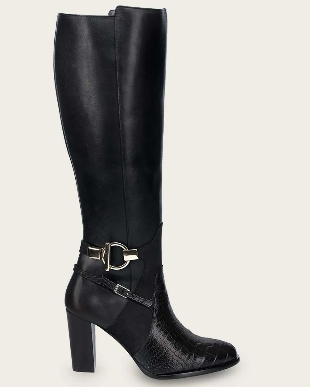 Tall black ultra exotic boot