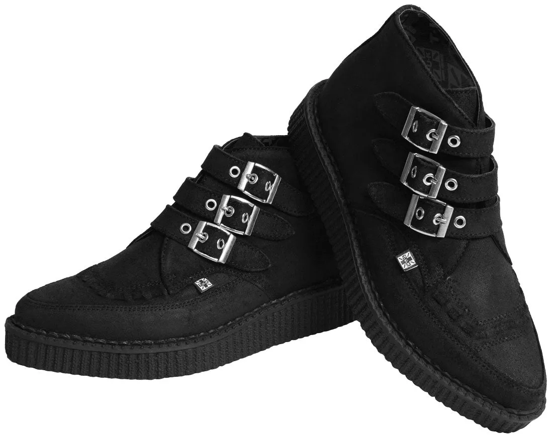 T.U.K Black Suede 2 Buckle Poing Creeper Boot