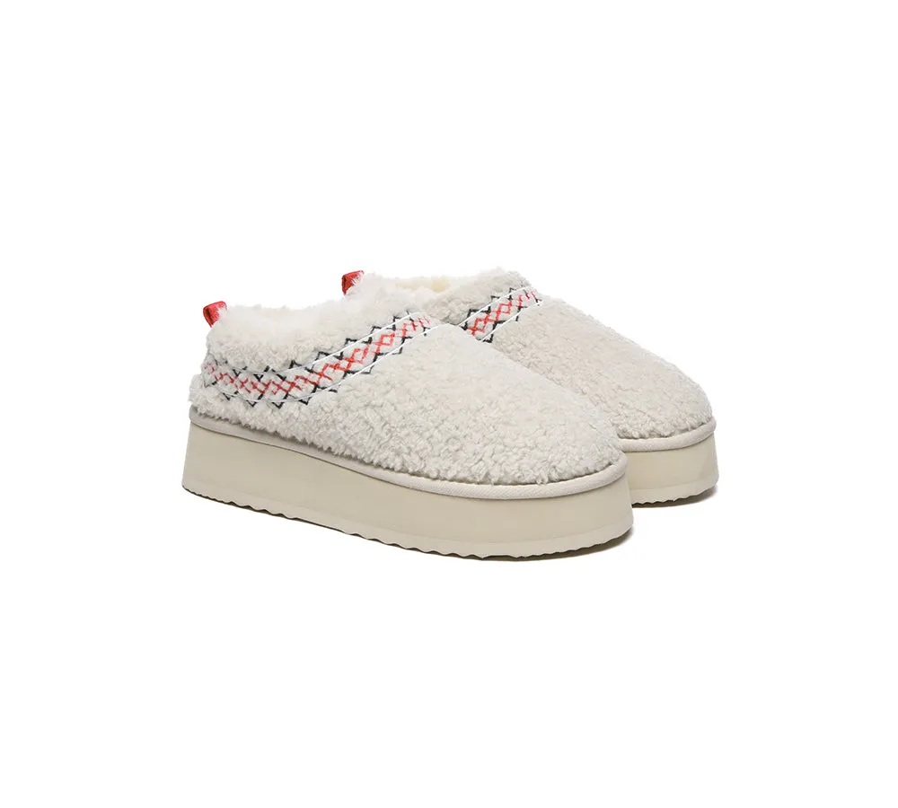 UGG Slippers Sheepskin Wool Plush Ankle Platform Madge