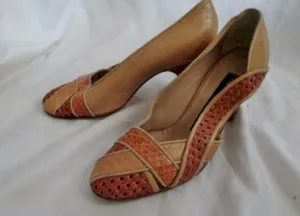 Vintage Womens Maud Frizon Paris Italy Leather SHOE High Heel Pump 35 BROWN