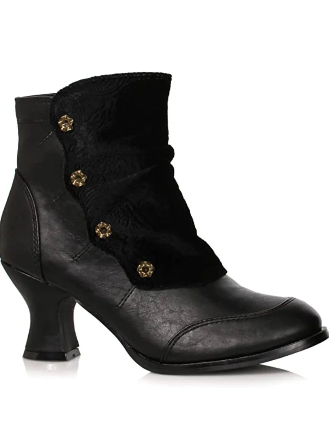 Viola-253 Victorian Faux Leather/Velvet Booties