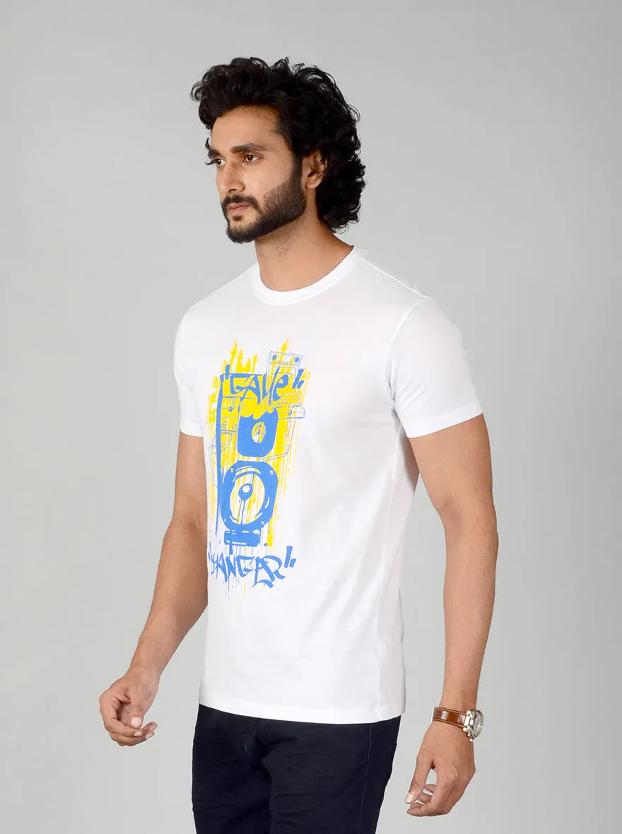 White Printed Slim Fit T-shirt | Greenfibre