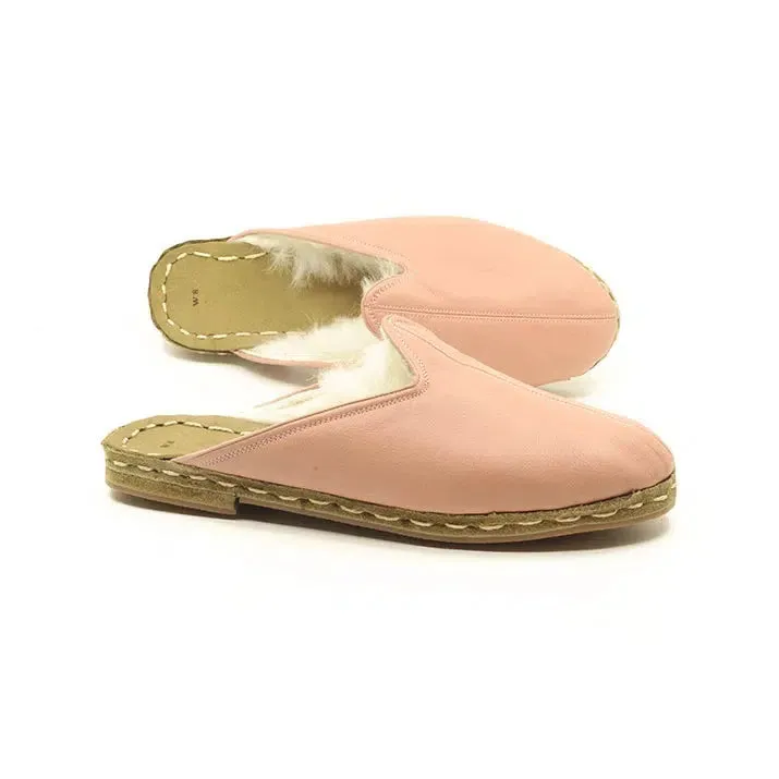 Winter Sheepskin Slippers Light Pink Women's